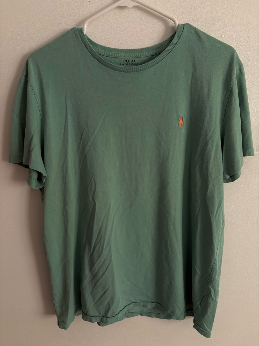 Polo by Ralph Lauren Mint Green Crew Neck T-Shirt with Orange Pony